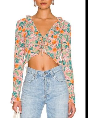 Floral Tie-Front Crop Top